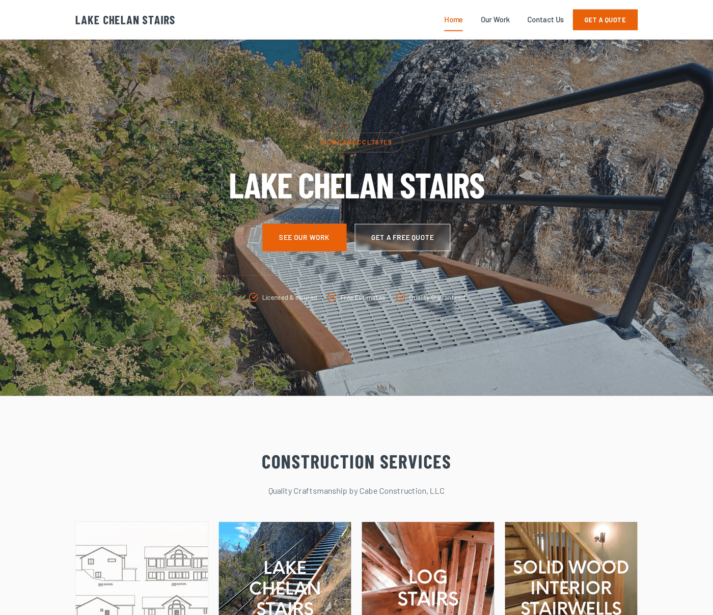 A finished TradeForge customer website for a construction business